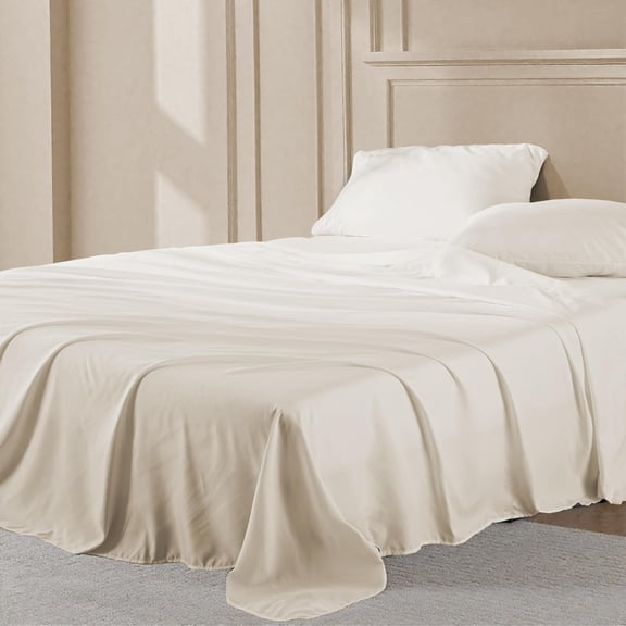 GDDPOD-4 Piece Prewashed King Bed Sheet Set, Ultra Soft Fitted Sheet King Size & Bedsheet & 2 Pillowcases, Washed Brushed Microfiber - Deep Pocket, Breathable, Fade Resistant,Easy Care (Pearled Ivory