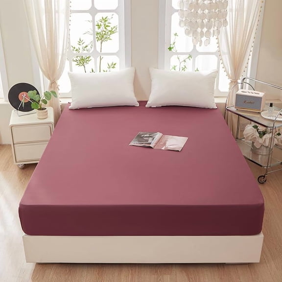 GDDPOD-Bedding TwinXL Size Fitted Sheet Only-TwinXL Size Deep Pocket Bottom Fitted Sheet Fits 15inches Bed Matress Sheet Soft and Microfiber Easy Care-Rust Red