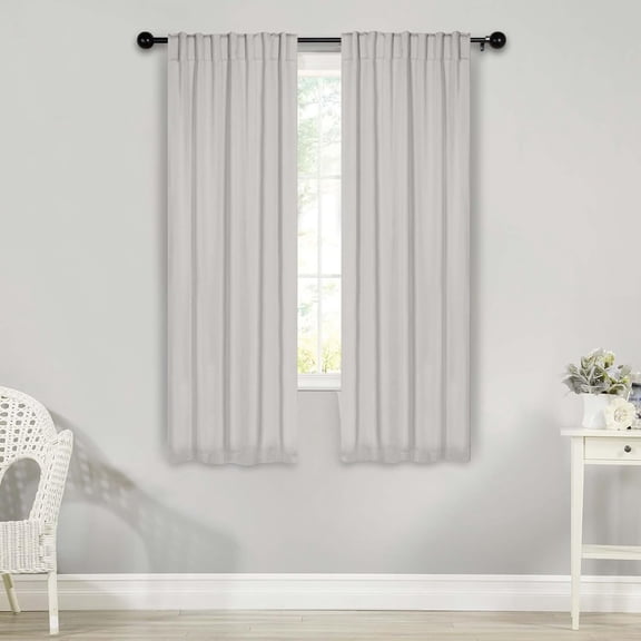GDDPOD-Blackout Curtains, Room Darkening, Bedroom, Drapes, Kitchen, Living Room Window Accents, Sun Blocking, Thermal, 2 Pack, Solid Blackout Back Tab Curtains, Set of 2, 26" x 63", Chrome