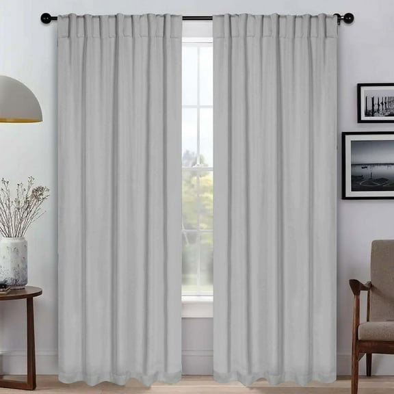 GDDPOD-Blackout Curtains, Room Darkening, Bedroom, Drapes, Kitchen, Living Room Window Accents, Sun Blocking, Thermal, 2 Pack, Solid Blackout Back Tab Curtains, Set of 2, 52" x 108", Marshmallow