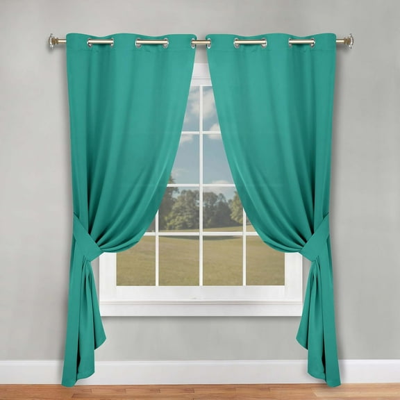 GDDPOD-Blackout Curtains, Room Darkening, Bedroom, Drapes, Kitchen, Living Room Window Accents, Sun Blocking, Thermal, 2 Pack, Solid Blackout Curtains, Set of 2, 46" x 84", Cerulean Blue