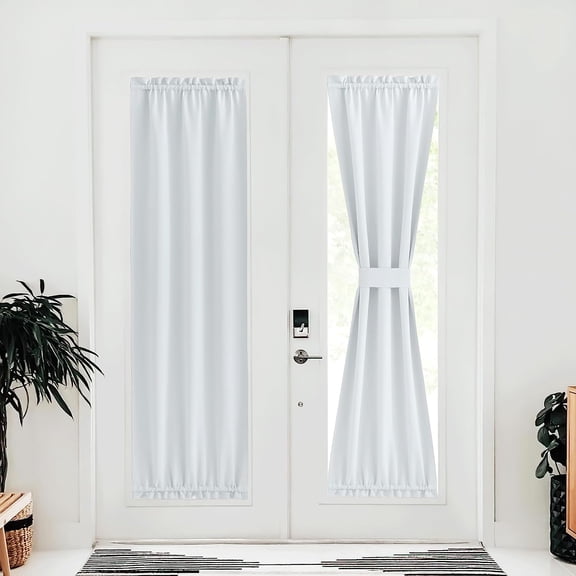 GDDPOD-Blackout Door Curtains, Elegance French Door Curtains for Privacy, Easy Installed Panels, Room Darkening Window Covering for Doorway (Greyish White, 25" W x 80" L, 1 Panel)