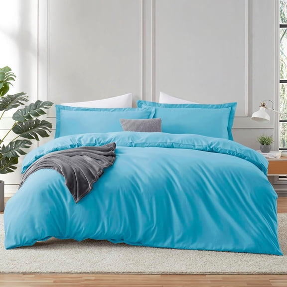 GDDPOD-Bright Blue Duvet Cover King Size - 3 Piece King Duvet Cover Set, Soft Double Brushed King Duvet Covers with Button Closure, 1 King Size Duvet Cover 104x90 inches and 2 Pillow Shams