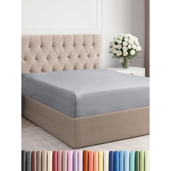 GDDPOD-Cal King Fitted Bed Sheet - Bottom Single Fitted Sheet Only - Ultra-Soft Hotel Luxury Bedding w/ 8-16 Inch Deep Pockets - Breathable & Wrinkle Free - Easy-Care, Fade & Shrink Resistant - Steel