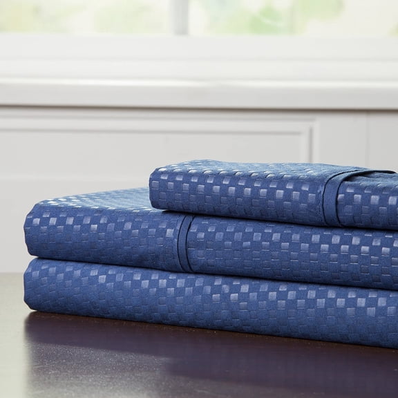 GDDPOD-Embossed Sheet Set, Queen, Navy