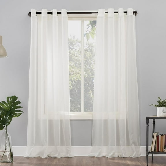 GDDPOD-Emily Sheer Voile Grommet Curtain Panel, 59" x 120", Eggshell Off-White