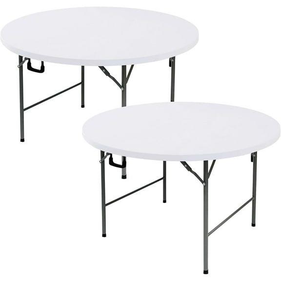 GDDPOD-Fitted Round Table Covers 48 Inch-2 Pack White Elastic Spandex Table Cloth-Small Stretch Folding Circle Tablecloths Topper Cap for Kitchen Dining Commercial Party Picnic Event Banquet Tables