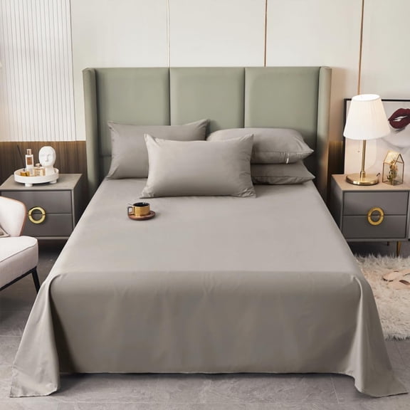 GDDPOD-Flat Sheet Brushed Microfiber Bed Top Sheet Waterproof Bedding Flat Sheet for Twin Bed,Luxury&Soft Bedspread(Dark Grey)