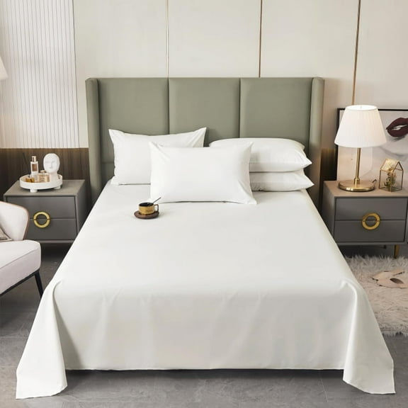 GDDPOD-Flat Sheet Waterproof Bed Top Sheet Comfortable Soft Bedding Flat Sheet for Queen King Size Bed,Luxury&Soft Bedspread(White)