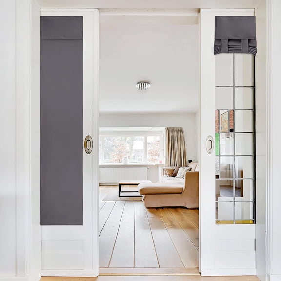 GDDPOD-French Door Curtains, Privacy Room Darkening Door Curtains for Window, 12 X 72 Inch Long Thermal Insulated Soor Shade Window Sidelight Shades for Bedroom, 1 Panel, Grey