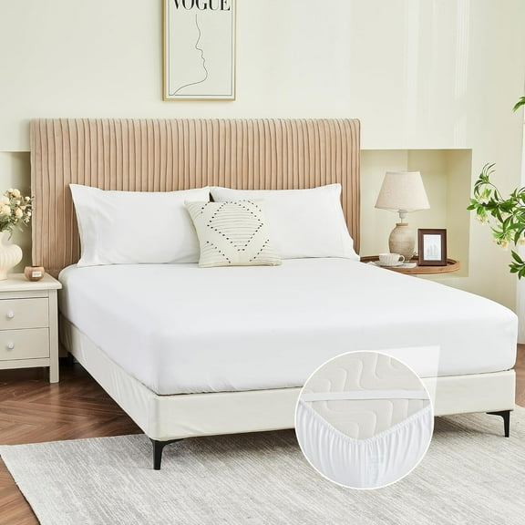 GDDPOD-Full Fitted Sheet Only, Corner Straps Ultra Soft Brushed Microfiber Hotel Quality Bottom Sheet, Deep Pocket Fits 8-14 inches Mattresses, Luxury Durable Sheets for Full Size Bed, White