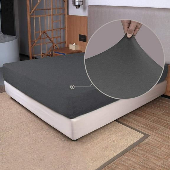 GDDPOD-Full Size Fitted Sheet Only - 4-Way Stretch Knit, Snug Fit, Wrinkle Free & Stay in Place, No More Slipping Off for Mattress, Soft & Comfortable - Hemp Gray, Full