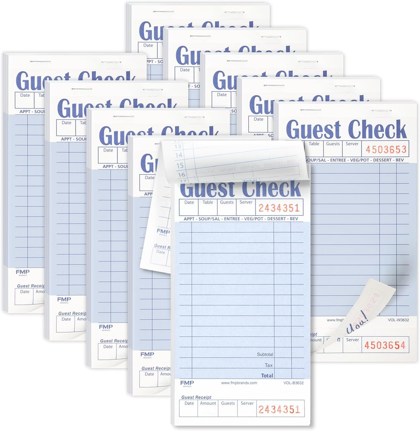 GDDPOD-Guest Check Books for Servers, Server Note Pads Paper, Total 500 ...