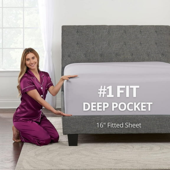 GDDPOD-King Fitted Sheet King Size Fitted Sheet Only Deep Pocket Real 16 Fitted Bed Sheets Fit Perfectly 1418 Deep Mattress & Toppers Lovely Feel 1 Piece