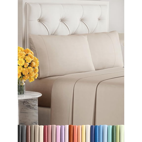 GDDPOD-King Size Bed Sheets - 4 Piece - King Sheet Set - Extra Soft, Comfy & Cooling - Easy Care - Shrinkage, Wrinkle & Fade Resistant - Brushed Microfiber - Deep Pocket Bed Sheets (Wheat)