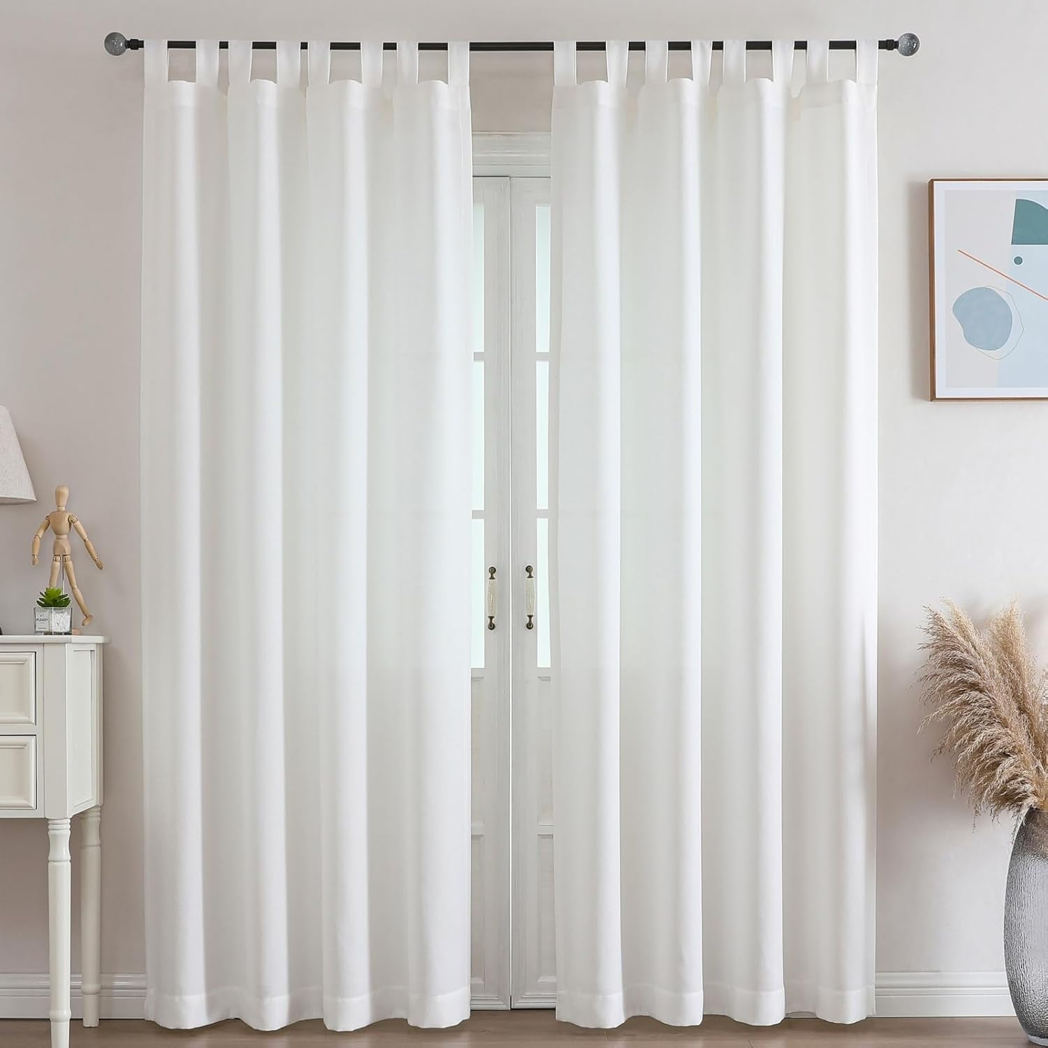 GDDPOD-Lightweight Linen Curtains 63 Inch Long 2 Panels - Semi Sheer ...