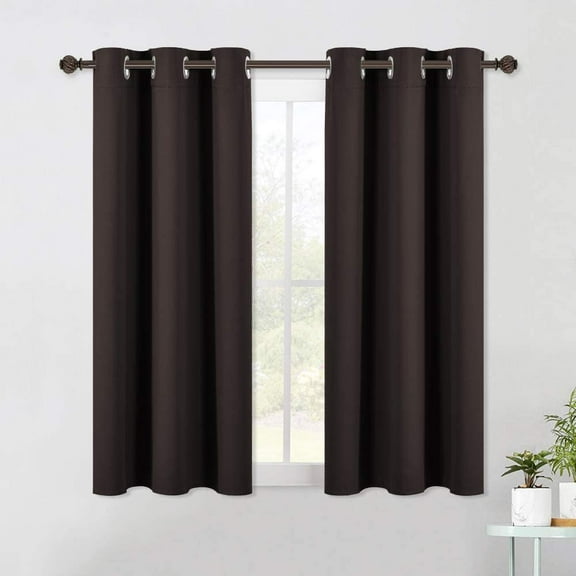GDDPOD-Living Room Blackout Draperies Curtains, Energy Smart Thermal Insulated Solid Grommet Blackout Curtains/Drapes Window Panels (2 Panels, 42-Inch x 54-Inch, Toffee Brown)