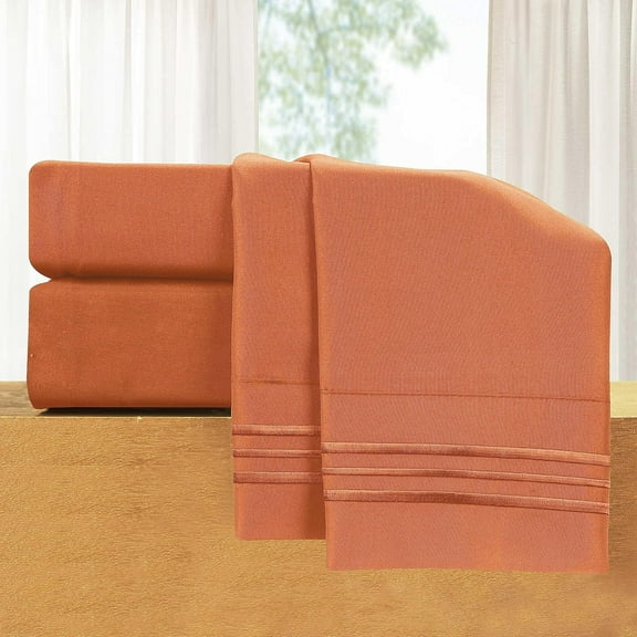 GDDPOD-Luxury 4-Piece Bed Sheet Set - Luxury Bedding 1500 Thread Count Egyptian Quality Microfiber, Wrinkle Resistant Cool & Breathable, Easy Elastic Fitted, Queen, Coral