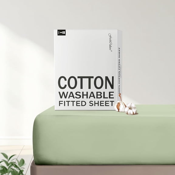 GDDPOD-Pure Cotton Fitted Sheets Twin XL Size, 300 Thread Count Percale Sheets for Twin XL Size Bed, Soft & Breathable Cotton Sheets, Fits College Dorm Mattresses (Twin XL,Sage Green)
