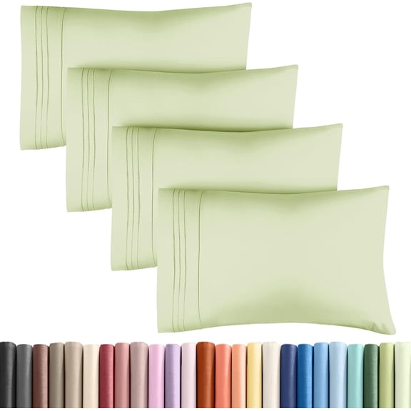 GDDPOD-Queen Pillow Cases Set of 4 - Ultra Soft Hotel Quality Pillowcase Covers - Comfy, Cozy & Wrinkle Free - Shrinkage & Fade Resistant - Machine Washable Pillow Protectors - 4 Piece Set - Light Sa