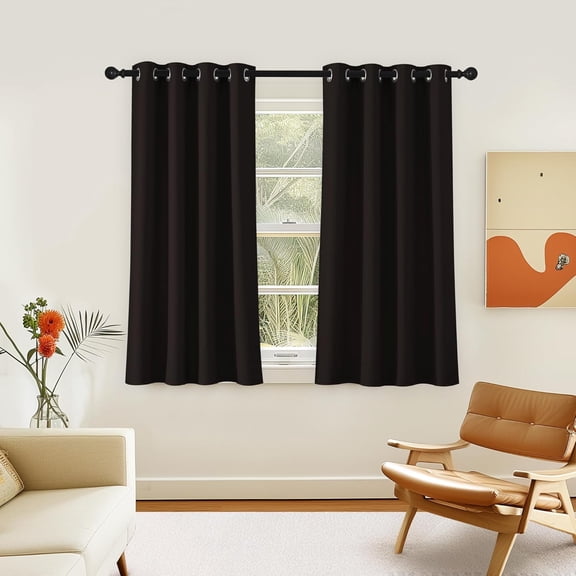 GDDPOD-Room Darkening Short Curtain 54 inches Long for Living Room, Grommet Sound Reducing Thermal Insulated Curtains for Bedroom Nursery Window, 46W x 54L, 1 Piece, Toffee Brown