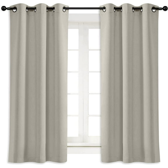 GDDPOD-Room Darkening Window Treatment Curtain, Natural, Single Panel, 42 by 54, Energy Smart Thermal Insulated Block Out Sunlight Shade & Blind for Bedroom with Grommet Ring Top