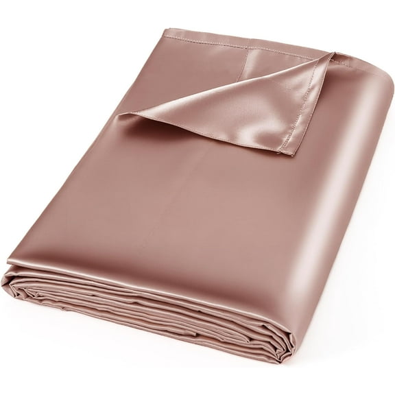 GDDPOD-Satin Flat Sheet Only, King Satin Top Sheet, Champagne Silky Smooth Bedding for Comfortable Sleep, Wrinkle Resistant Surface with Easy Care Maintenance
