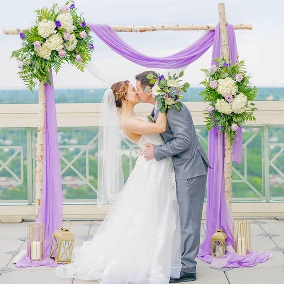 GDDPOD-Sheer Wedding Arch Drapery Lavender Chiffon Drapes Fabric 1 Panel 29" x20ft Lilac Tulle Backdrop Curtains for Parties Sheer Fabric for Draping Wedding Swag Curtains Drapery Ceiling Sheers