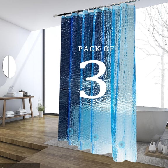 GDDPOD-Shower Curtain Liner, 3 Pack 100% Waterproof Eva Shower Curtains with 3 Duty Heavy Bottom Magnets and 12 Rust Proof Grommets, 72x72 Weighted Shower Liner for Shower Stall, Bathtubs
