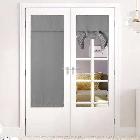 GDDPOD-Side Front Door Curtains for Window, Room Darkening Door Window Covering for Glass, Sidelight Curtain Tie Up Shade 26W x 64L Inches Long, 1 Panel, Silver Grey