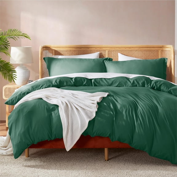 GDDPOD-Twin Duvet Cover Set - Soft Double Brushed Dark Green Duvet Cover Twin/Twin XL, 2 Piece, with Button Closure, 1 Duvet Cover 68x90 inches and 1 Pillow Sham