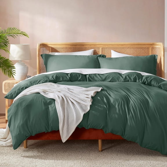 GDDPOD-Twin Duvet Cover Set - Soft Double Brushed Forest Green Duvet Cover Twin XL, 2 Piece, with Button Closure, 1 Duvet Cover 68x90 inches and 1 Pillow Sham