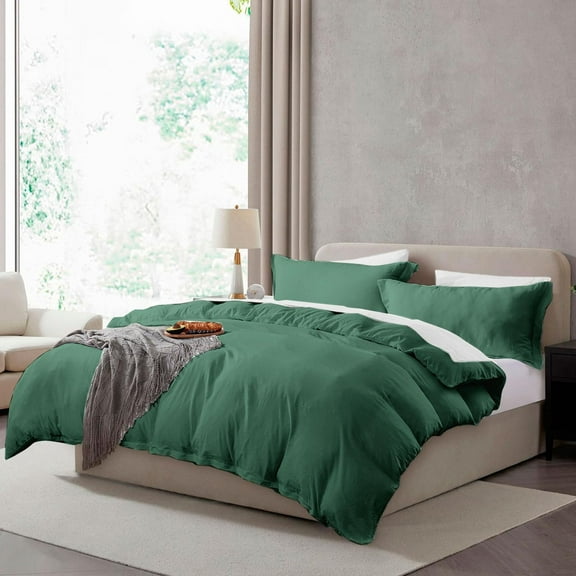 GDDPOD-Twin Duvet Cover Set - Twin/Twin XL Soft Prewashed Dark Green Duvet Cover, 2 Piece Set with Zipper Closure, 1 Duvet Cover 68x90 inches and 1 Pillow Sham