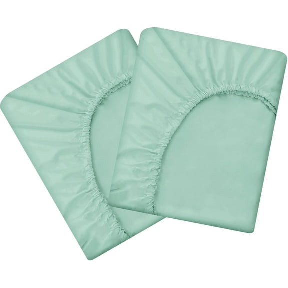 GDDPOD-Twin Fitted Sheet Only 2 Pack, Soft Breathable Bottom Sheet - 39"x75" Deep Pockets Twin Size Fitted Sheet - All Around Stretch Fit, Wrinkle Resistant, Colorfast - Easy CareGreen