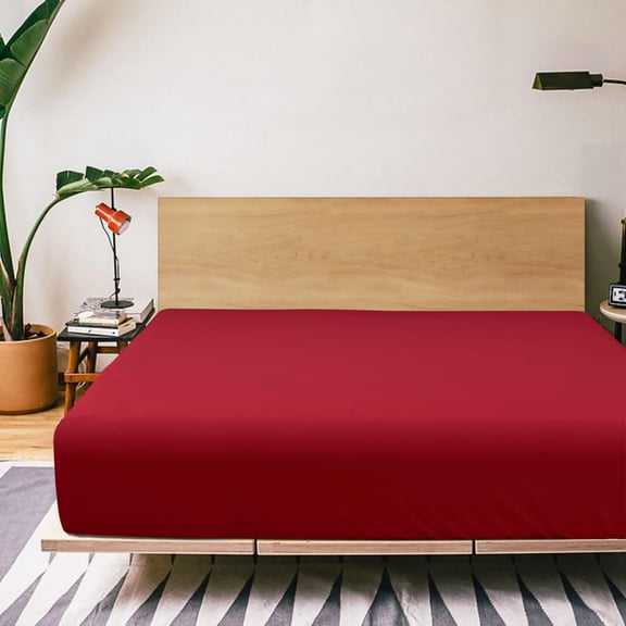 GDDPOD-Twin Fitted Sheet Only - Bottom Sheet - Microfiber Deep Pocket up to 15inch Tiwn Fitted Sheet - Soft and Wrinkle, Fade, Shrinkage Resistant Fitted Bed Sheet, Wine Red