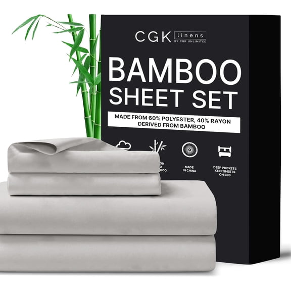 GDDPOD-Twin Size Sheets- Cooling & Breathable Sheets- 60% Polyester, 40% Rayon Derived from Bamboo- Super Soft & Comfy for Hot Sleepers to Stay Cool, Fits Twin Sized Bed (Twin, Light Grey)
