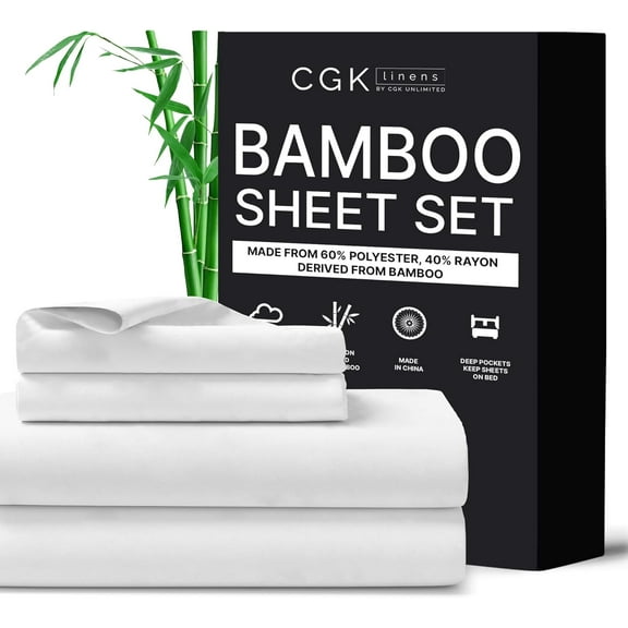 GDDPOD-Twin Size Sheets- Cooling and Breathable Sheets- 60% Polyester, 40% Rayon Derived from Bamboo- Super Soft & Comfy for Hot Sleepers to Stay Cool, Fits Twin Sized Bed (Twin, White)