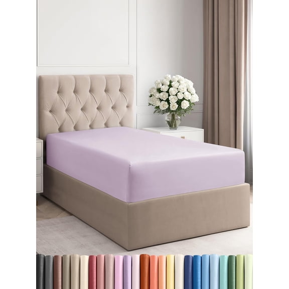 GDDPOD-Twin XL Fitted Bed Sheet - Bottom Single Fitted Sheet Only - Ultra-Soft Hotel Luxury Bedding w/ 8-16 Inch Deep Pockets - Breathable & Wrinkle Free - Easy-Care, Fade & Shrink Resistant - Light