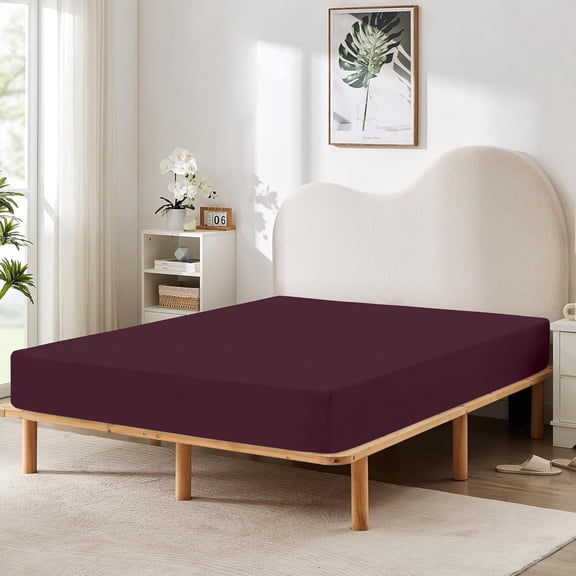 GDDPOD-Twin XL Fitted Sheet Only, Soft Breathable Bottom Sheet - 39"x80" Deep Pockets Twin XL Size Fitted Sheet - All Around Stretch Fit, Wrinkle Resistant, Colorfast - Easy Care, Burgundy
