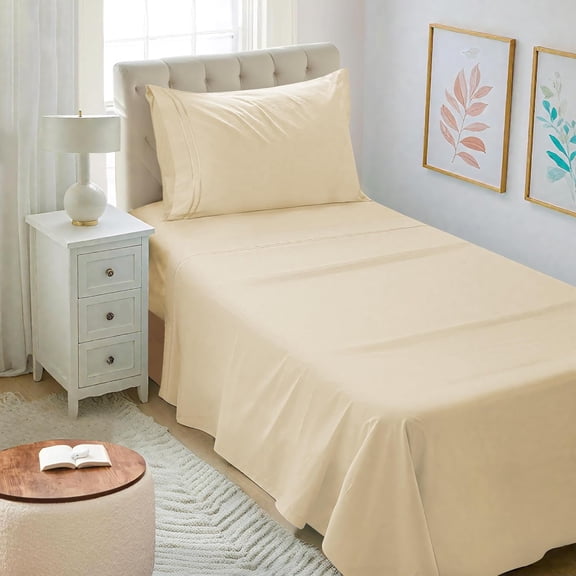 GDDPOD-Twin XL Sheet Set - Hotel Luxury Microfiber Sheet & Pillowcase Sets Fits College Dorm Room Mattress - Soft, Breathable, Wrinkle & Fade Resistant - 3 Piece (Taupe)