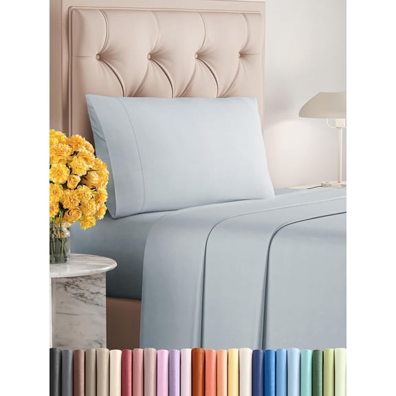 GDDPOD-Twin XL Size Bed Sheets - 3 Piece - Twin XL Sheet Set - Extra Soft, Comfy & Cooling - Easy Care - Shrinkage, Wrinkle & Fade Free - Brushed Microfiber - Deep Pocket Bed Sheets (Sky Blue)