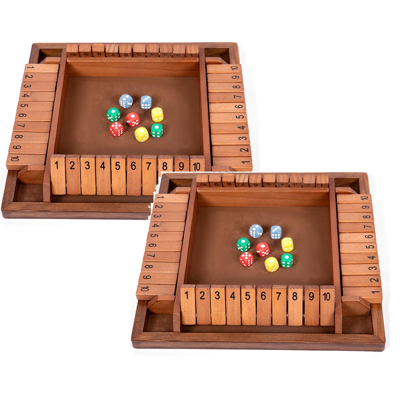 GDDTOY 2PCS 14 Players Shut The Box Dice Game Wooden Board Table Math