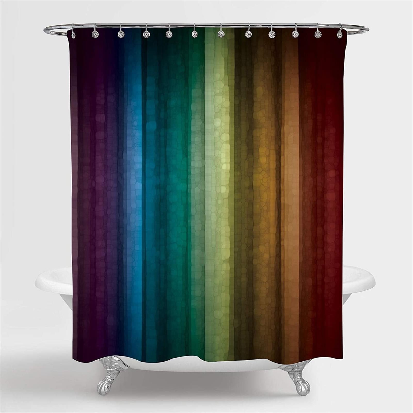 GDDTOY Colorful Rainbow Shower Curtain Modern Cute Striped Fabric ...