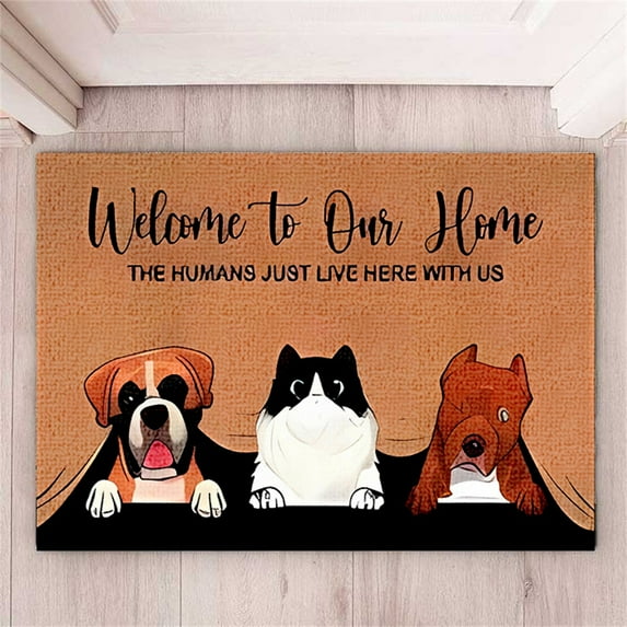 GDDTOY Pet Entrance Mat Feel Warm Every Time Go Home Welcome Doormat Pet Welcome Carpet Anti Slip Carpet Indoor Outdoor Carpet Polyester Fabric