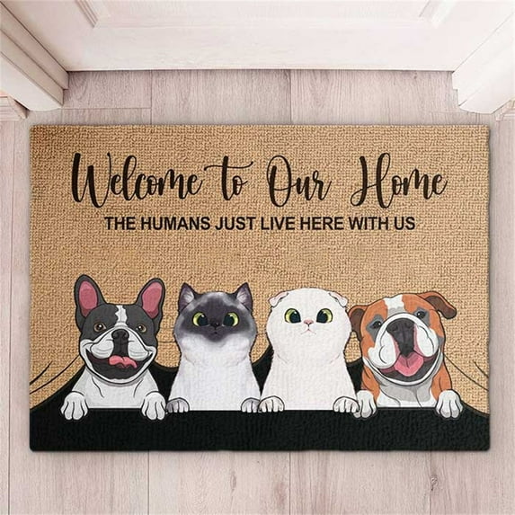 GDDTOY Pet Entrance Mat Feel Warm Every Time Go Home Welcome Doormat Pet Welcome Carpet Anti Slip Carpet Indoor Outdoor Carpet Polyester Fabric