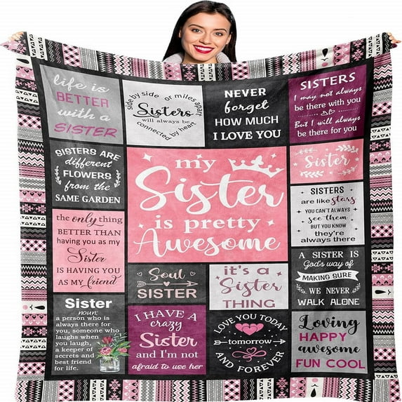 GDDTOY Sister Gifts Sister Birthday Gifts From Sister Best Friend Birthday Gift For Women Gifts For Women Big Sister Gift From Little Sister Blanket 60” X 50” Soul Sister Gift Blanket