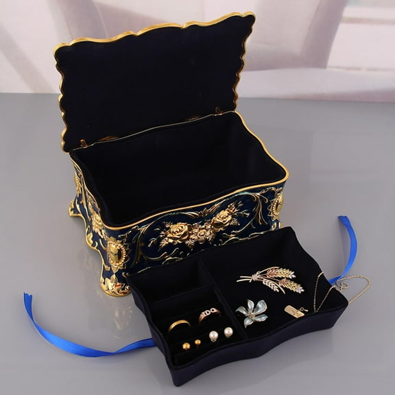 GDDTOY Vintage Jewelry Organizer Box Metal Trinket Storage Box Chest Box Jewelry Decorative Box Keepsake Box Case For Women Girls 3.5x2.4x1.6inch Storage Containers Storage Containers With Lids