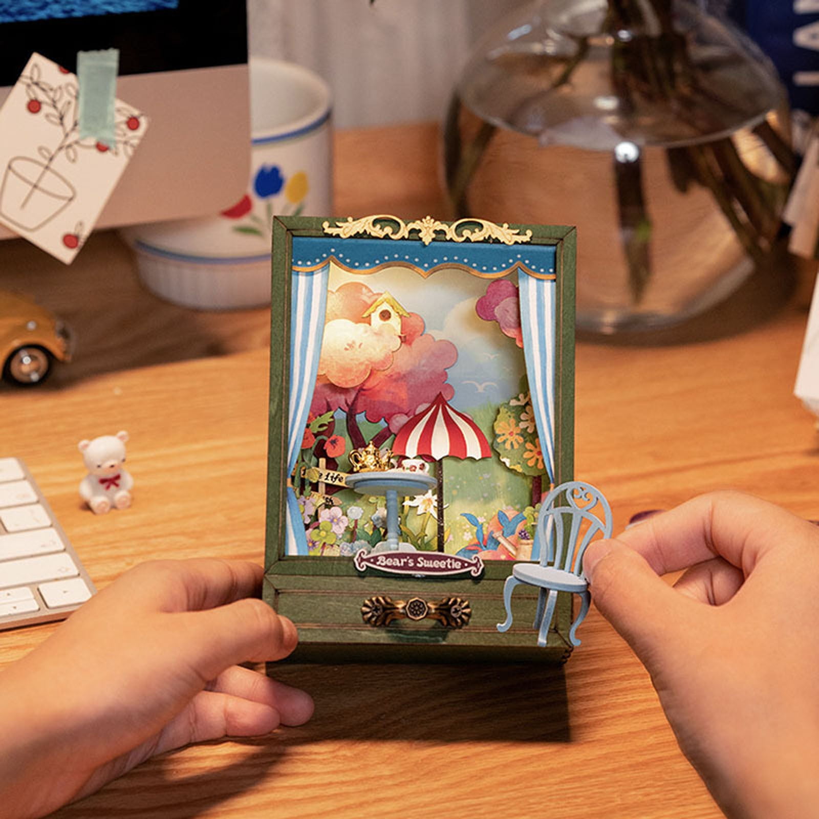 GDDTOY Wood Crafts Bear's Box Furniture Toys Gifts DIY Miniature House