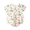 thumbnail image 1 of GDEGE Baby Boy Girl Floral Orange Short Sleeve Romper Bodysuit Jumpsuit Outfits Casual Jumpsuit Beautiful Fashion Jumpsuit Home Party Jumpsuit, 1 of 7