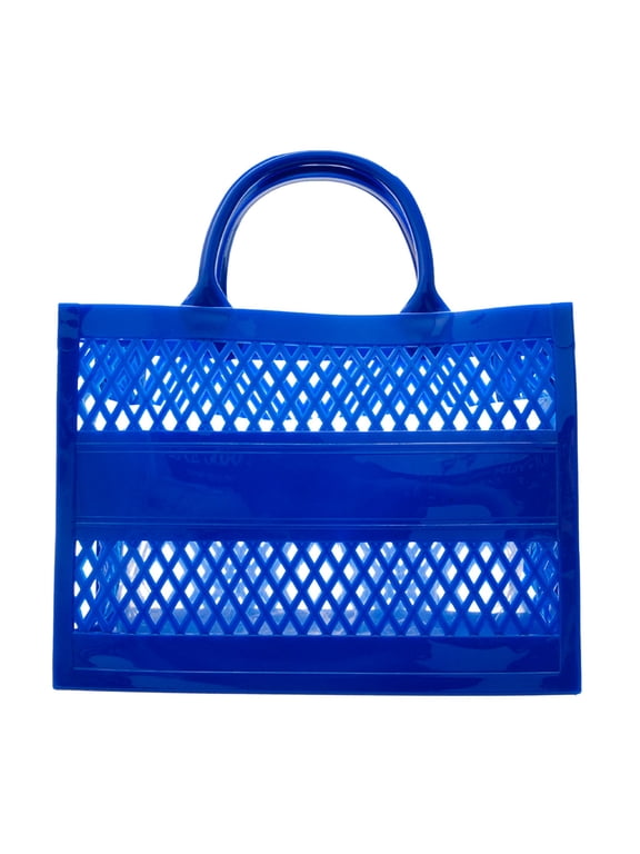 Clutch Bag New Shopping Basket Portable Jelly Bag Large Capacity Basket Storage Basket Candy Color Hollow Beach Bag Fashion Big Capacity PVC Shopping Tote Bag Rubber Silicone Beach Bag